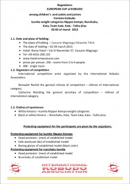 Regulations Euro Cup Kobudo Italy among children and cadets 02-03 march page2